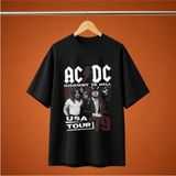 Ac/dc Highway To Hell Usa Tour 79 Vintage Oversize Unisex Tisort - Siyah