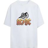 Ac/dc - Oversize T-Shirt - Beyaz - M