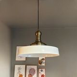 Açe Beyaz Tekli Eskitme Uzun Tokmak Başlık Avize Retro Sarkıt Ofis Showroom Salon Mutfak Avizeleri