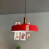 Açe Kırmızı Tekli Eskitme Fener Başlık Avize Retro Sarkıt Ofis Showroom Salon Mutfak Avizeleri
