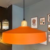 Açe Turuncu Tekli Kalın Ahşap Başlık Avize Retro Sarkıt Ofis Showroom Salon Mutfak Avizeleri - 1