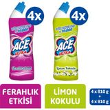 Ace Ultra Power Jel Kıvamlı Ç.suyu Ferahlık Etkısı 4 x 810 gr + Limon Bahçesi 4 x 810 gr - 810 ml