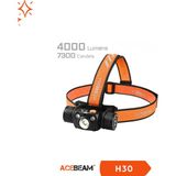 Acebeam H30 Cool White 6500K 4000 Lümen Kırmızı & Yeşil Yardımcı Led’li Şarj Edilebilir Kafa Feneri - Siyah