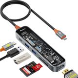 Aceele 4K@60Hz HDMI, 2 USB 3.0 Veri Bağlantı Noktası, SD/TF Kart Okuyucu ve 100W PD, 30cm Uzun Kablo Dizüstü Bilgisayarlar ve Diğer Thunderbolt C Cihazları için 6'sı 1 Arada Tip C Hub Dongle ile USB C