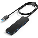 Aceele USB 3.0 Hub, 4-Port USB Veri Göbeği USB Hub Ultra İnce MacBook Pro, Mac Mini, iMac, Surface 3, Surface Pro 2017, Nintendo Wii, XPS, Notebook PC, Mobil HDD ve Daha Fazlası için -Siyah