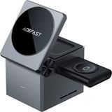 Acefast Katlanabilir Kablosuz Masaüstü Hızlı Şarj Standı - 23W Kablosuz Şarj Çıkışlı - Magsafe , Apple Watch ve Airpods Uyumlu - E18 (Acefast Türkiye Garantili) - Gri - Renk