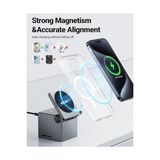 Acefast Katlanabilir Kablosuz Masaüstü Hızlı Şarj Standı - 23W Kablosuz Şarj Çıkışlı - Magsafe, Apple Watch ve Airpods Uyumlu - E18 - Option-1 - 0-Bordo