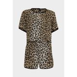 Açelya Okcu Premium Leopar Crop Bluz Cepli Şort Alt Üst Kadın Takım - 38