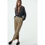 Açelya Okcu Premium Vento Orta Bel Kısa Paça Lycra Pantolon - Bej - 44