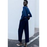 Açelya Okcu Premium Vento Orta Bel Kısa Paça Lycra Pantolon - Lacivert - 44