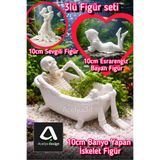 açelya3d Akvaryum Süs Dekor Duşalan Küvette İskelet Dekoru Beyaz Renk 5*10*5cm
