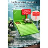 açelya3d Yeşil Kaplumbağa Rampası Vantuzlu 3D Baskı Yemlikli Kaymaz Güneşlenme Platformu Akvaryum