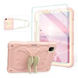 ACEMO iPad Air 5. Nesil Kılıf iPad Pro 11 inç Kılıf 4. 3. Ekran Koruyucu ile Çocuklar Kızlar için, Kelebek Destek Standı, Omuz Askısı, Kalem Tutucu Kapak iPad Air 4. Nesil 10.9'' Pembe