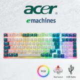 Acer Emachines EAK100 Beyaz/yeşil USB Rgb Backlight Red Swıtch Mekanik Q 101 Tuşlu Compact Gaming Klavye - Renk