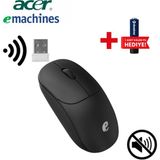 Acer eMachines Sessiz Kablosuz Mouse – USB Alıcılı, Pil Hediyeli, Ev ve Ofis için – EAM080 - Siyah