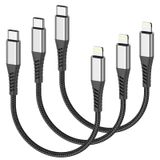 Acevien Kısa USB C - Yıldırım Kablosu 6 İnç, [Apple MFi Sertifikalı] 3 Paket 0,5 Ayak Kısa iPhone PD Hızlı Şarj Örgülü Kordon Apple iPhone 14 13 12 11 Pro Max Xs 8 7 6 5 Plus, iPad Air/Mini için