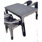 Acı Kahve 70X120 Masa 4 Adet Rattan Plastık Koltuk Bahce Balkon Mutfak Sandalye Takımı