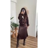 Acı Kahve Saten Etek - M