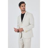 Açık Bej Gofreli Mono Yaka Esnek 6 Drop Slim Fit Classic Takım Elbise 1001250117 - 46