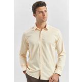 Açık Bej Uzun Kol Düz Bez Ayağı 032 Sert Yaka Classic Slim Fit Gömlek 1004240334