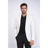 Açık Gri Balıksırtı Desenli Gold Renk Metal Düğmeli Slim Fit Erkek Blazer Ceket - Wessi - 6 Drop - 50