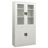 Açık gri dosya dolabı 90 x 40 x 180 cm, çelik 3 ayarlanabilir raf, 2 kilit, belgeleri güvenli bir şekilde düzenlemek için sertleştirilmiş cam kapı, dayanıklı depolama çözümü