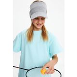 Acik Gri Kiz Uv Korumali Katlanabilir Ustu Acik Yumusak Siperli 100 Pamuklu Penye Tenis Vizor Sapka