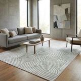 Açık Gri Modern Geometrik Desenli Dijital Baskılı Kaymaz Tabanlı Yıkanabilir Antibakteriyel Halı