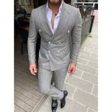 Açık Gri Renk Turkuaz Çizgili,kruvaze Takım Elbise Slim Fit Italyan Stil | Agustini - 48