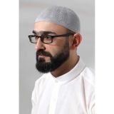 Acik Gri Safir Dantel Detayli Orme Namaz Takkesi