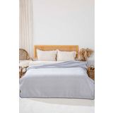 Açık Gri Valencia Sherpa Çift Kişilik Peluş Battaniye