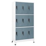 Açık gri ve koyu gri çelikten modern saklama dolabı, 90 x 45 x 180 cm, kilitlenebilir kapılar, valfler, ofis, ev veya iş yeri için güvenli depolama.