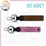 Açık Kahve-Pembe, Motosiklet Aşıkları İçin, İsim Plaka ve 0 Rh (+) Kan Grubu Yazılı 2'li Anahtarlık