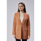 Açık Kahverengi Kruvaze Uzun Blazer Ceket - XL