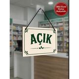 Açık Kapalı Tabelası Çift Taraflı Mdf 15X20CM - Ultra Güçlü Vantuz Hediyeli / Cam Kapı Askı Tabelası - 15x20 cm
