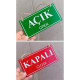 Açık Kapalı Yazısı Açık Kapalı Tabelası Mağaza Kapı Yönlendirme Levhası Ahşap