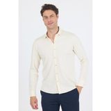 Açık Krem Uzun Kol Düz Örme Polo Yaka Cepsiz Esnek Classic Slim Fit Gömlek 1004250153_650 - 2XL