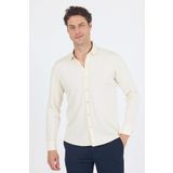 Açık Krem Uzun Kol Düz Örme Polo Yaka Cepsiz Esnek Classic Slim Fit Gömlek 1004250153_650