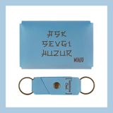 Açık Mavi, Aşk Sevgi Huzur Yazılı İsme Özel, Cüzdan Ve Anahtarlık Set, Sevgiliye Hediyelik Set, Günlük Kullanıma Uygun Set, Bozuk Para Çantası, Nakit ve Kredi Kartı Tutucu