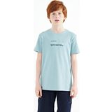 Açık Mavi Baskı Detaylı O Yaka Standart Kalıp Erkek Çocuk T-Shirt - 11117