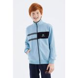 Açık Mavi Dik Yaka Erkek Çocuk Sweatshirt - 11183