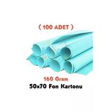 Açık Mavi Fon Kartonu 50X70 cm 100'LÜ Paket 160 gr Renkli Fon Kartonu