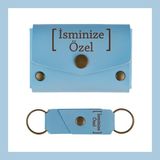 Açık Mavi, İsme Özel Cüzdan Ve Anahtarlık Set, Kişisel Hediyelik Şık Deri Cüzdan & Anahtarlık Takım