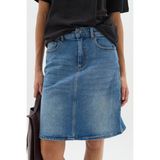 Açık Mavi Kadın Regular Fit Yüksek Bel Orta Boy Denim Kot Etek ALİCE-4003 - 36