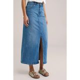 Açık Mavi Kadın Regular Fit Yüksek Bel Uzun Maxi Boy Denim Kot Etek MERRY-4092 - 42