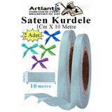 Açık Mavi Kurdele Saten 1 Cm 10 Metre 2 Adet Saten Kurdela Parlak Hediye Ve Süsleme Şeridi Süs Paketleme Çiçek Saç El