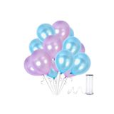 Açık Mavi - Lila Metalik Balon 50 Adet+ 5 mt balon zinciri