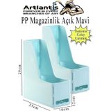 Açık Mavi Magazinlik Demonte Plastik 2 Adet Plastik Kutu Klasörü Magazinlik A4 Dosya ve Masa Düzenleyici Sınıf Ev Ofis