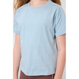 Açık Mavi Pamuklu O Yaka Oversize Fit Basic Kız Çocuk T-Shirt - 75182 - 9 - 10 Yaş