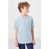 Açık Mavi Pamuklu Yumuşak Dokulu Oversize Baskılı Erkek Çocuk T-Shirt - 11301